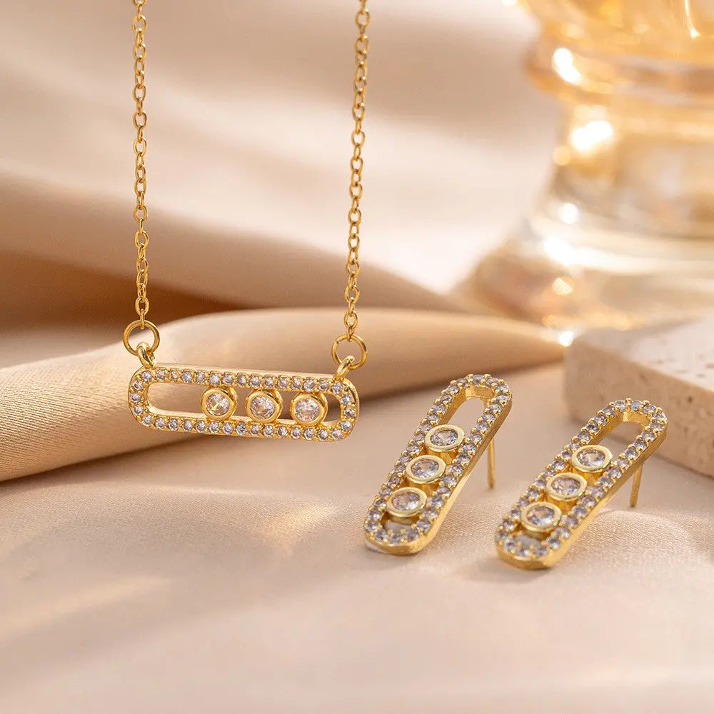 ✨ Ensemble Trio Éclat – Collier • Bague • Boucles d’Oreilles Maison Al Jawahir