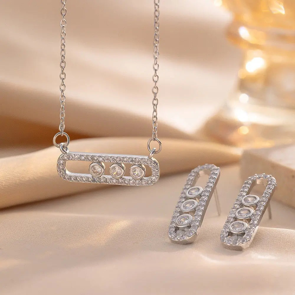 ✨ Ensemble Trio Éclat – Collier • Bague • Boucles d’Oreilles Maison Al Jawahir