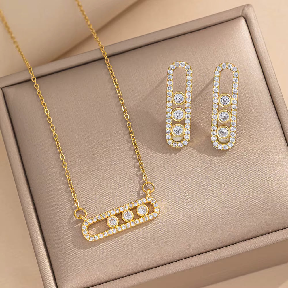 ✨ Ensemble Trio Éclat – Collier • Bague • Boucles d’Oreilles Maison Al Jawahir