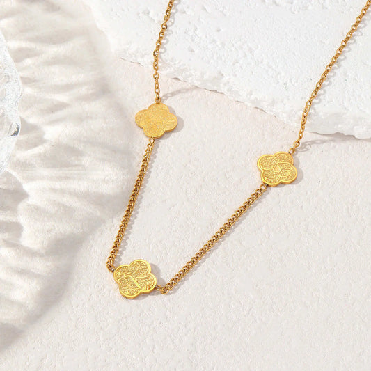 ✨ Collier Islamique Trio Trèfles – Gratitude • Patience • Confiance Maison Al Jawahir