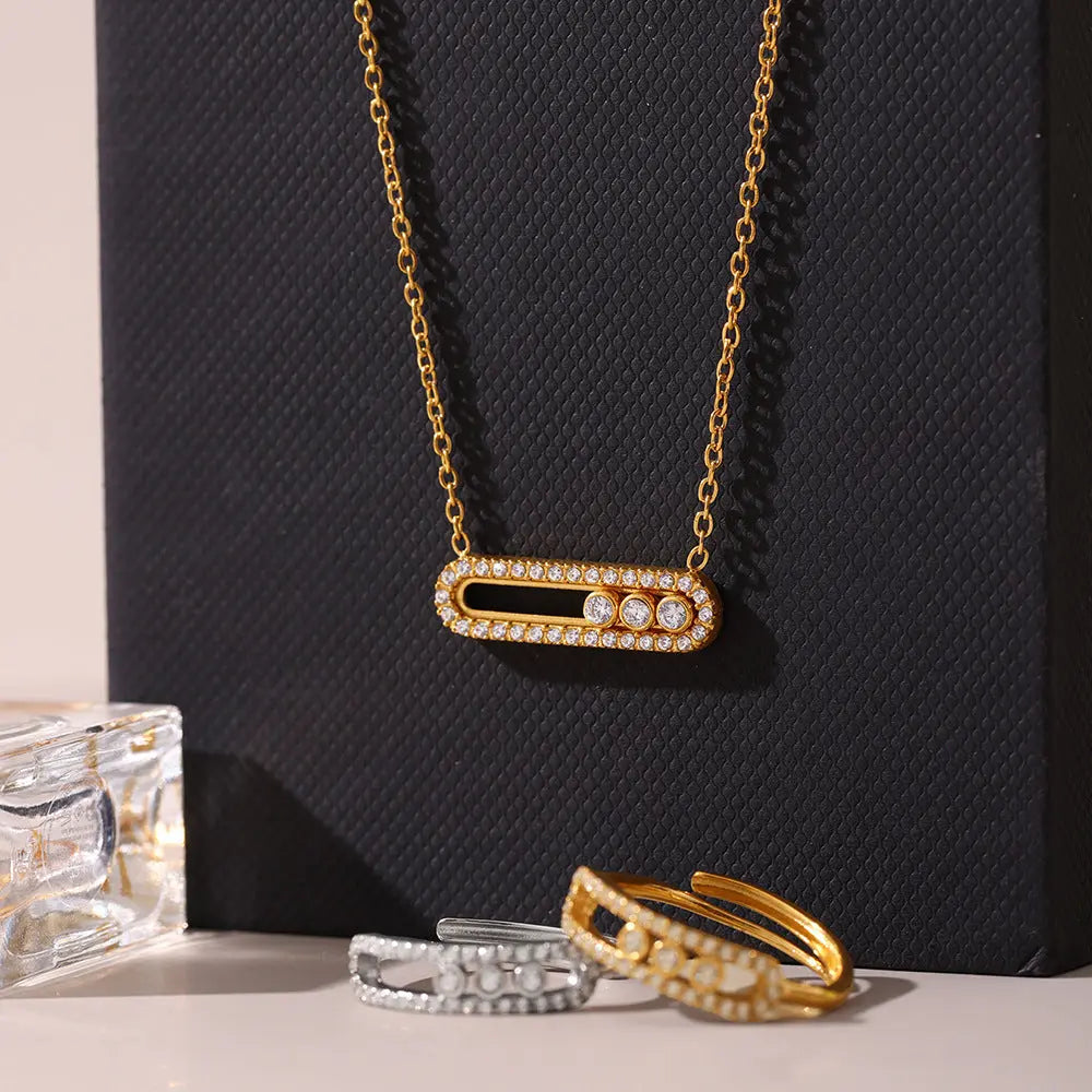 ✨ Ensemble Trio Éclat – Collier • Bague • Boucles d’Oreilles Maison Al Jawahir