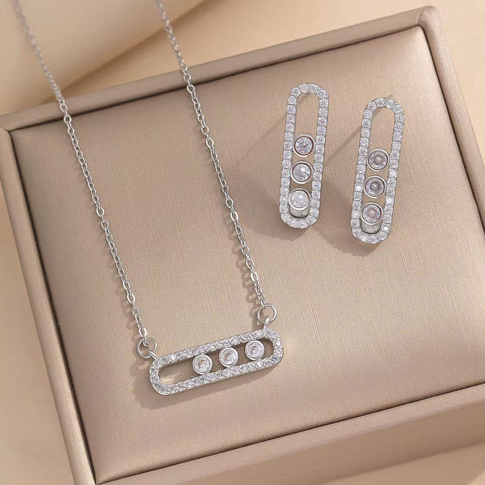 ✨ Ensemble Trio Éclat – Collier • Bague • Boucles d’Oreilles Maison Al Jawahir
